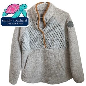 Simply Southern gray sherpa quilted snap pullover fleece